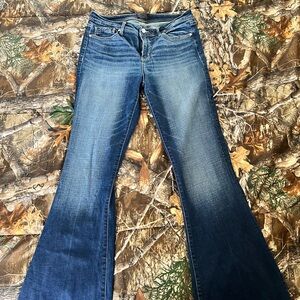 Buckle Black - Flare Wide Leg Jeans with Vintage Fading